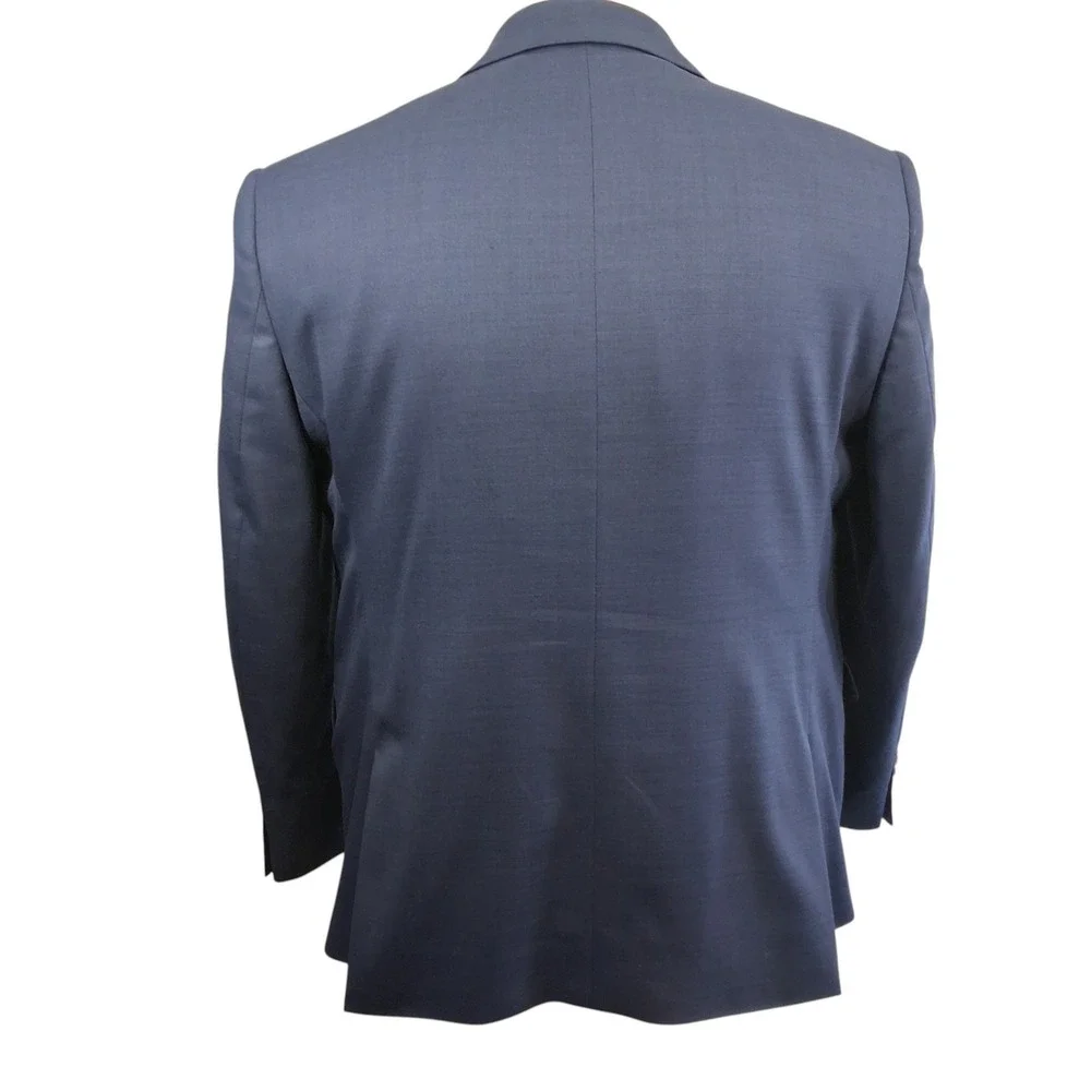 Stafford Mens Sport Coat 44S Short Blue Classic Fit Travel Wool Blend